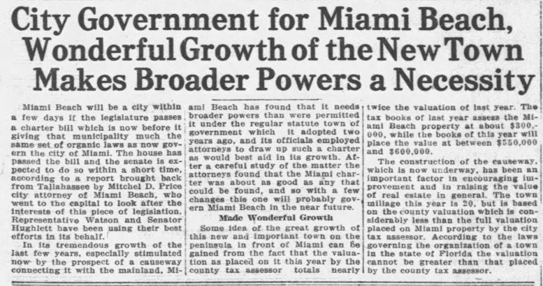 Article in Miami Metropolis on May 10, 1917.