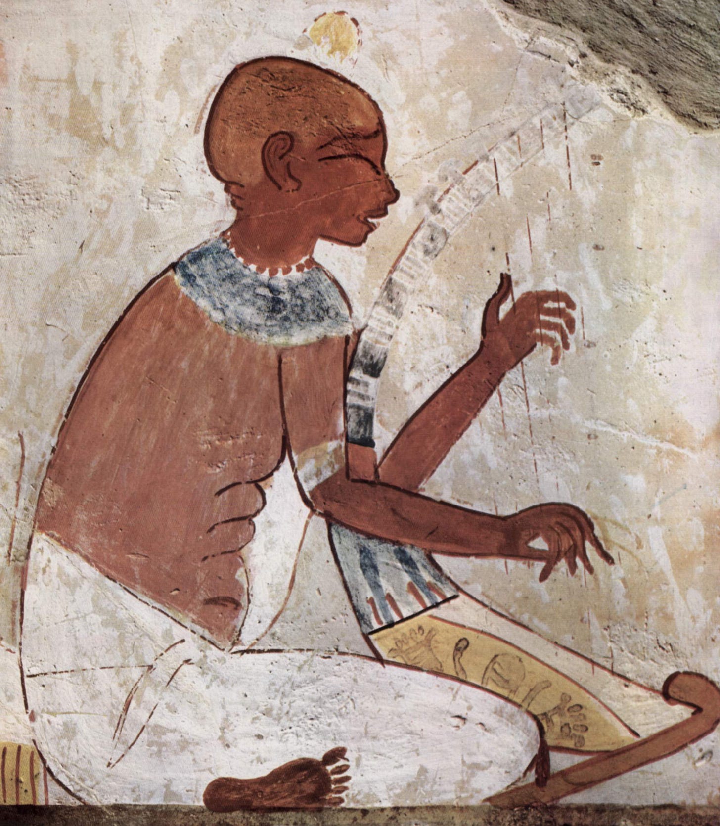 the blind harpist from the tomb of Nakht. It puts a face to the Harper's Song.