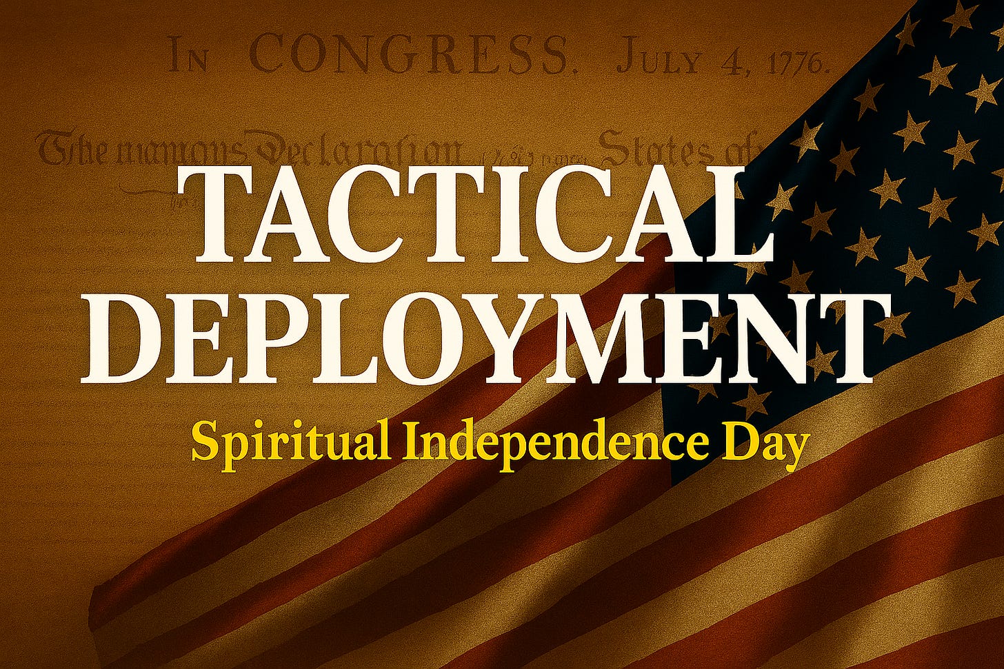 "TACTICAL DEPLOYMENT" banner with subtext "Spiritual Independence Day"