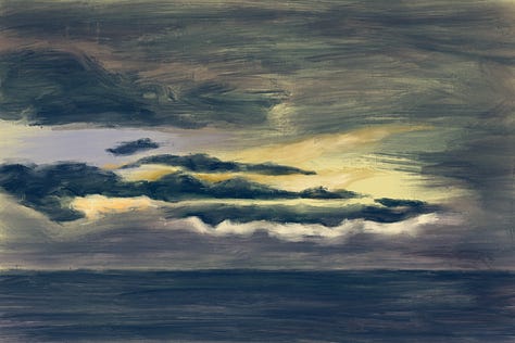 iPad paintings of seascapes in Hornsea, East Yorkshire