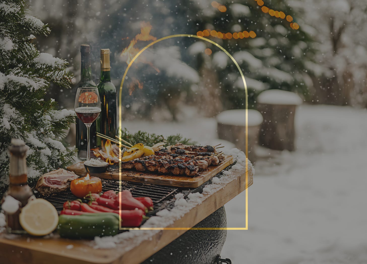 food display winter scene with golden arch threshold logo