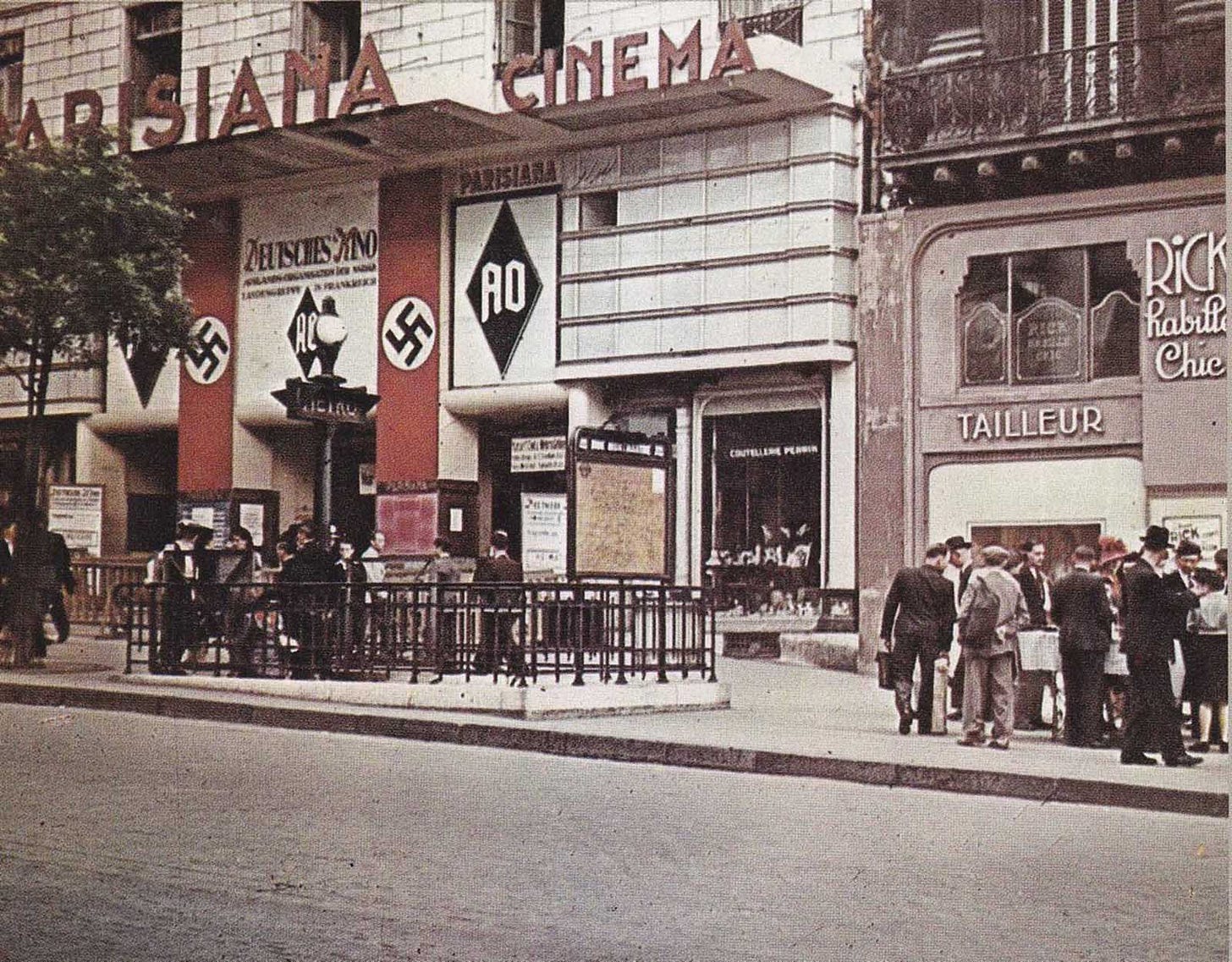 Soldatenkino in Paris: A German military cinema, where local women might also socialize with occupying forces. Soldatenkino in Paris: A German military cinema, where local women might also socialize with occupying forces.