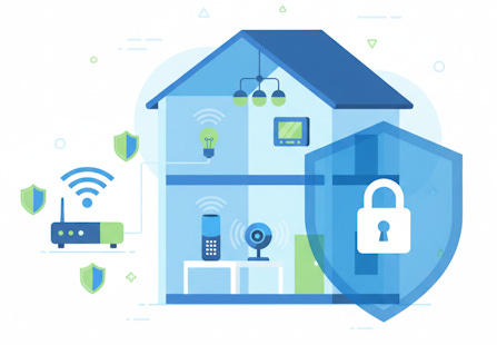 Smart devices communicating over wifi in the home. Smart devices communicating over wifi in the home.