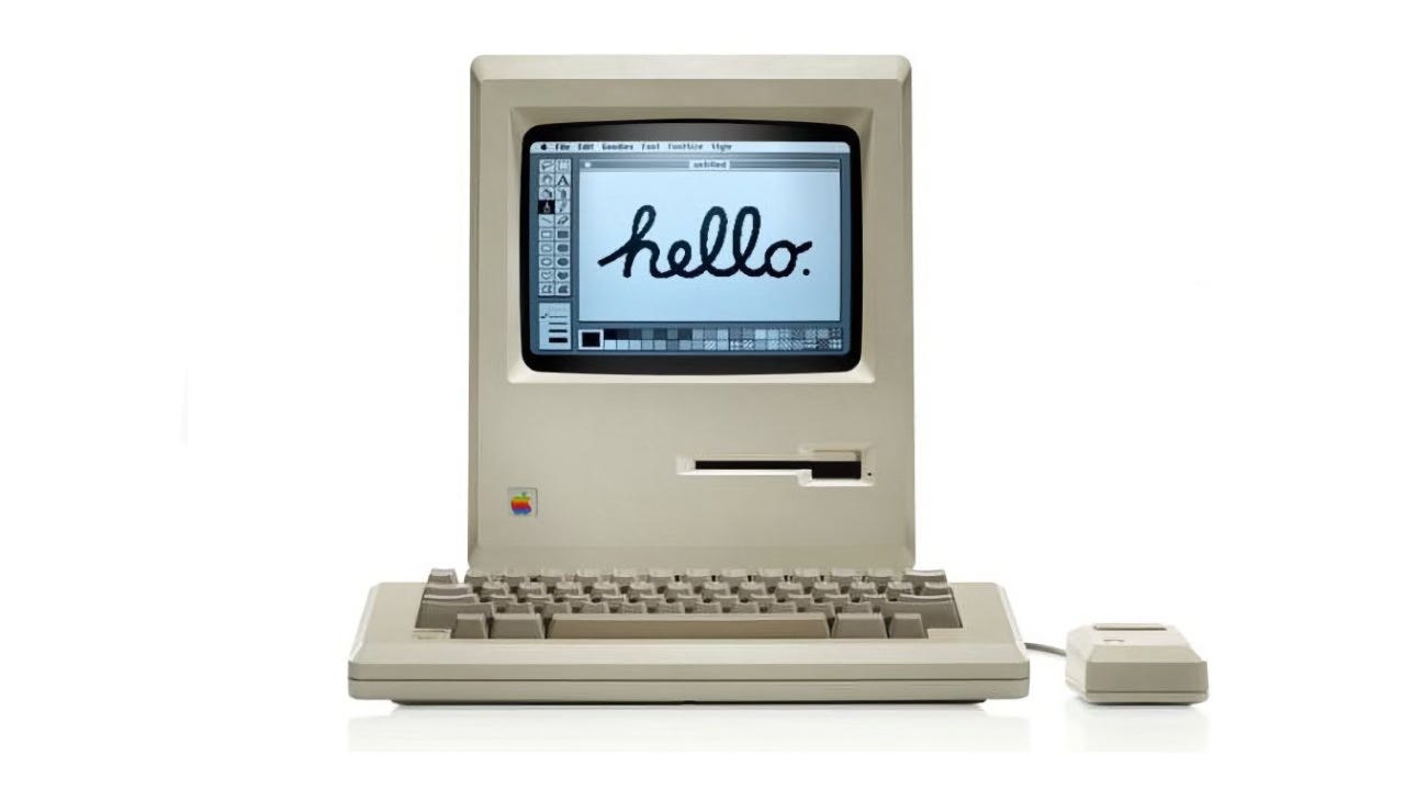 Original 1984 Apple Mac with "Hello" screen