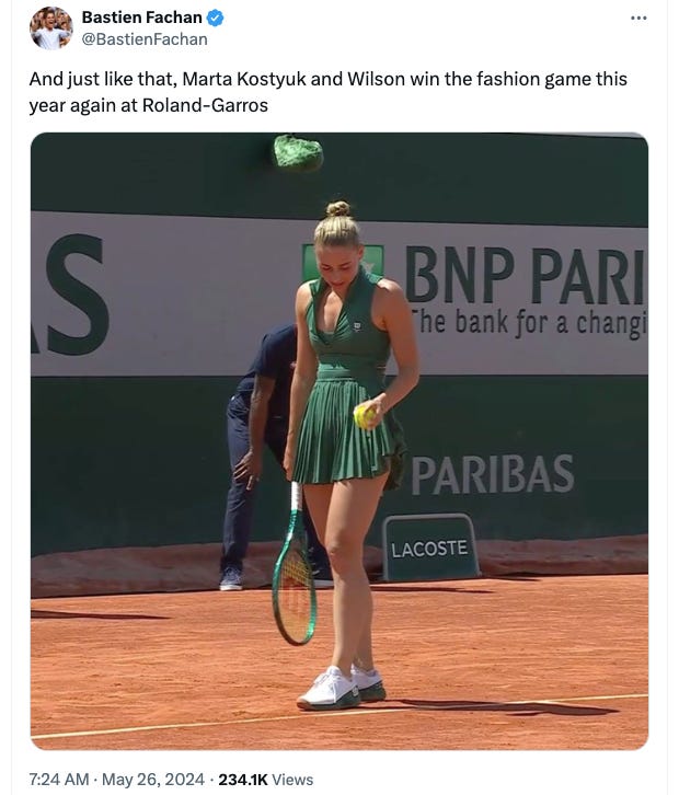 marta kostyuk green dress Kostyuk continues undefeated start to clay season with Madrid quarterfinal  win