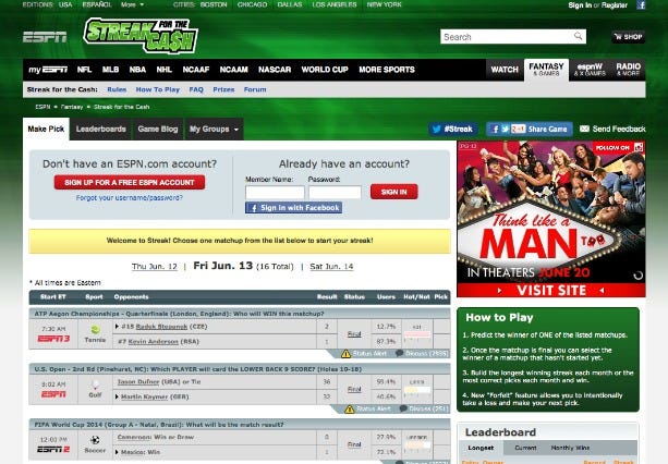 One billion picks and counting: ESPN's Streak For The Cash game passes  major milestone - ESPN Front Row