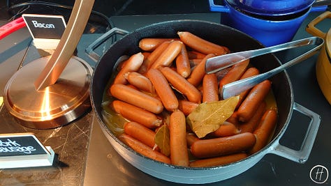 Food offerings at Moxy breakfast buffet