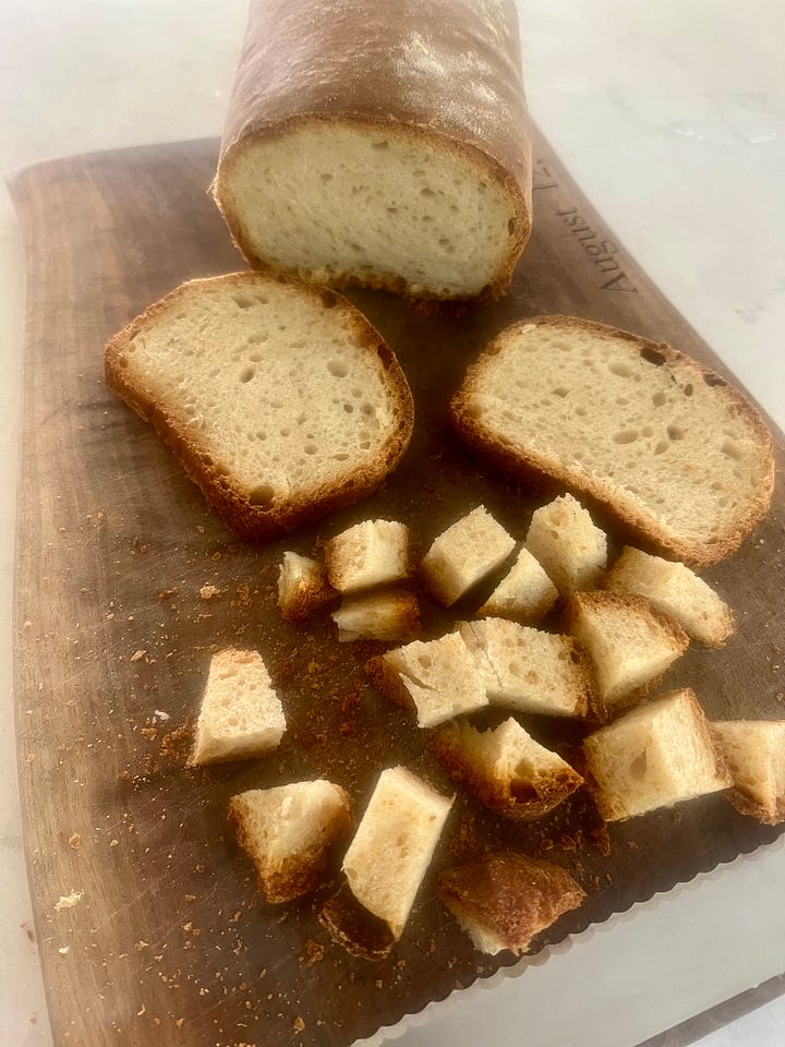 Homemade sourdough bread for thanksgiving stuffing
