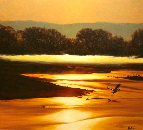 Oil Painting by John Hulsey of River at Sunrise