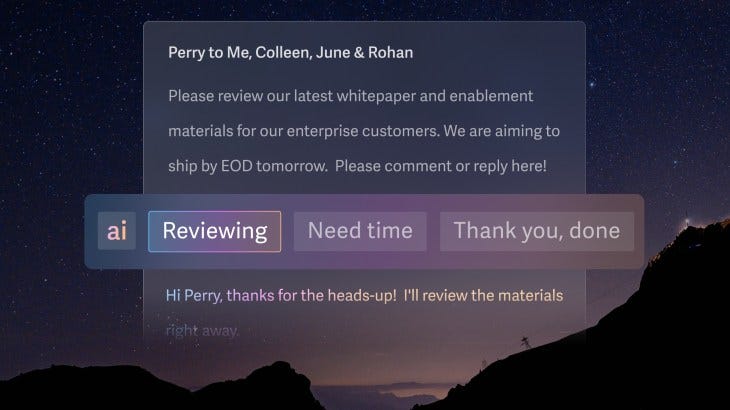Superhuman Instant reply feature
