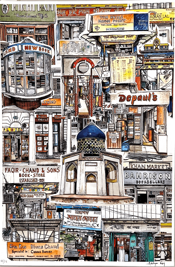 Aditya Raj in Delhi (@adirajart on Insta) does lovely art combining the style and characters of Miyazaki with some iconic Delhi themes. These two pieces are now hanging in my room.