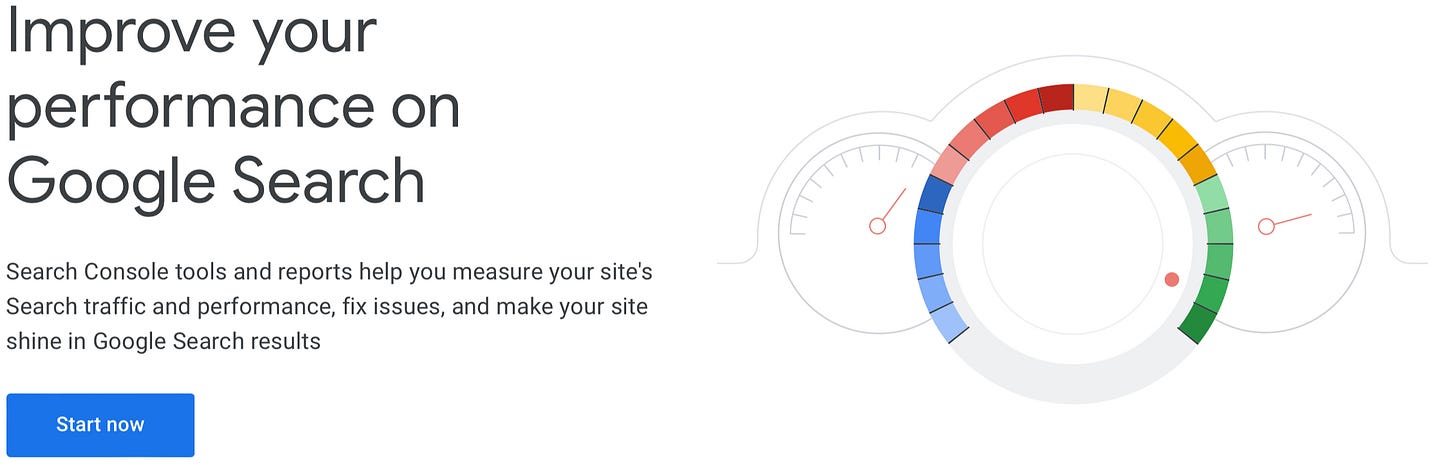 Screenshot of Google Search Console homepage | Xybercraft — Tech Articles  | Judah Estrada | Substack