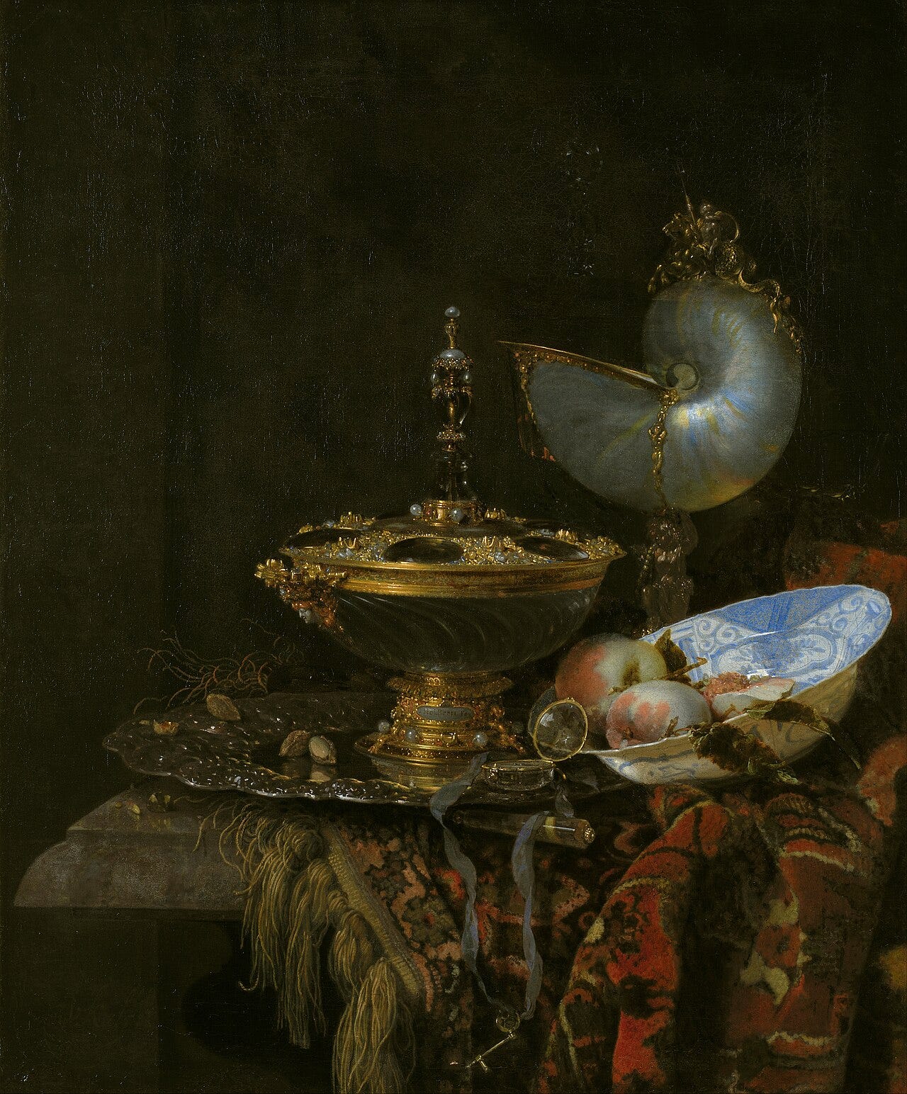Willem Kalf pronk still life nautilus cup