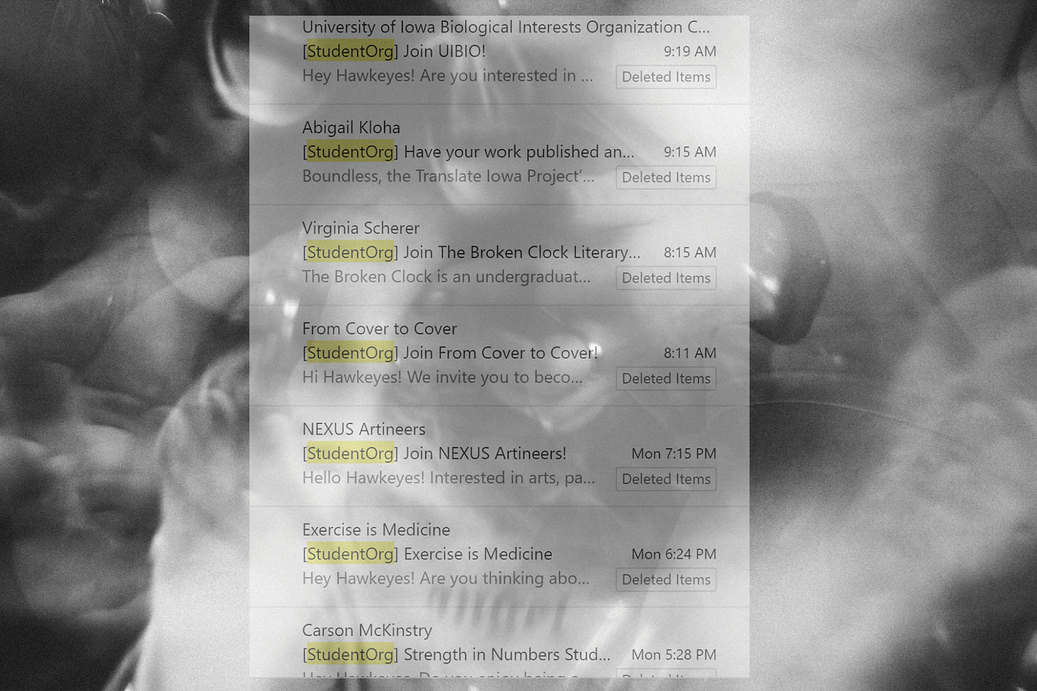 student org email screenshot