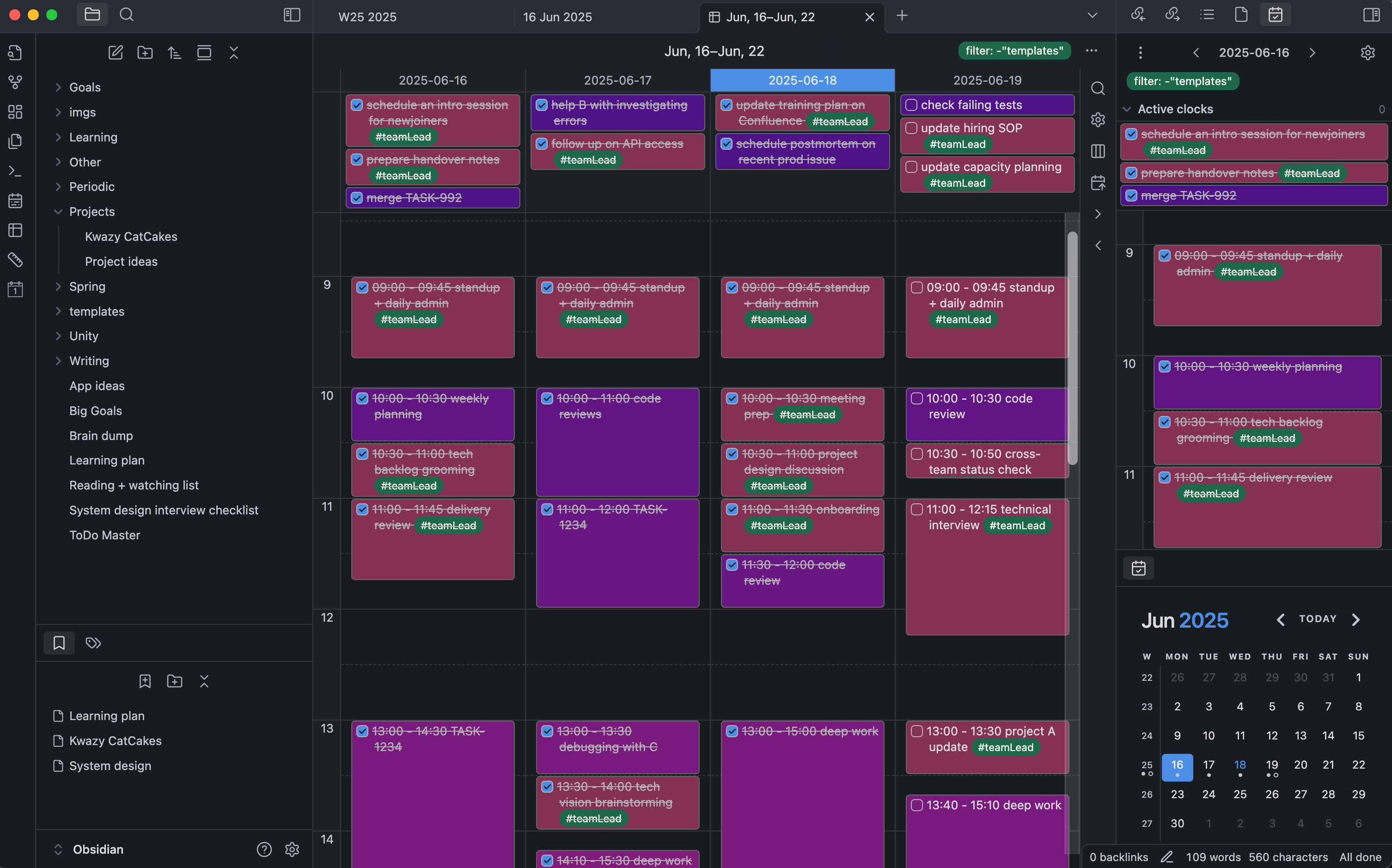 Simple time management with Obsidian - by Olga Biro