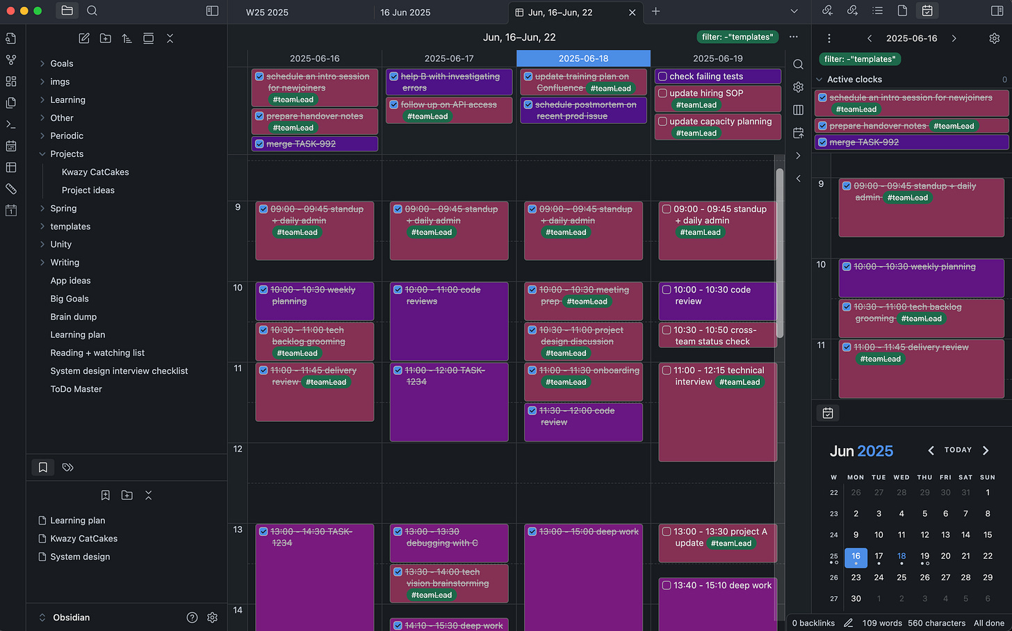 Simple time management with Obsidian - by Olga Biro