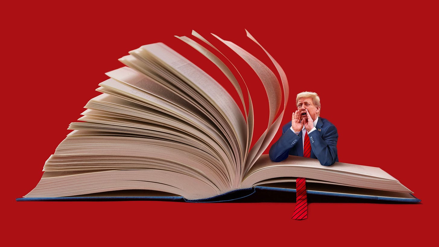 Image may contain Donald Trump Person Reading Book Publication Baby Face and Head