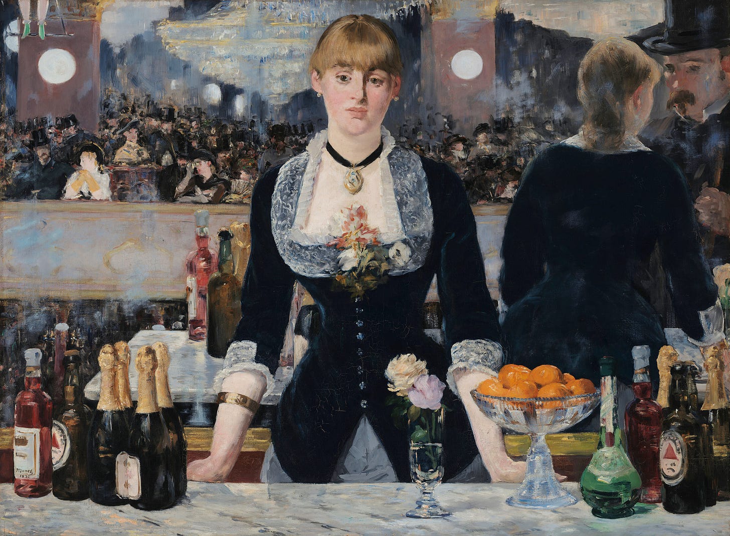 Manet barmaid before a mirror at the Folies Bergere