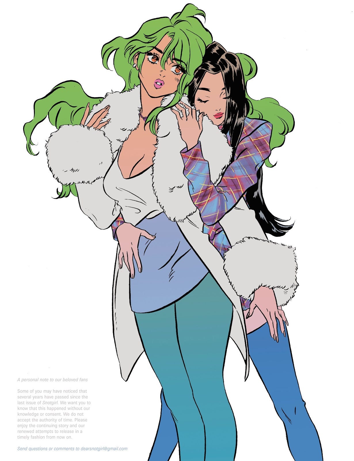 The backmatter illustration from #16 with the authors' note discussed in the following paragraph.