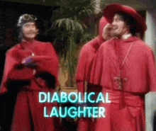 GIF of Monty Python's Spanish Inquisition skit. Caption reads: "diabolical laughter"