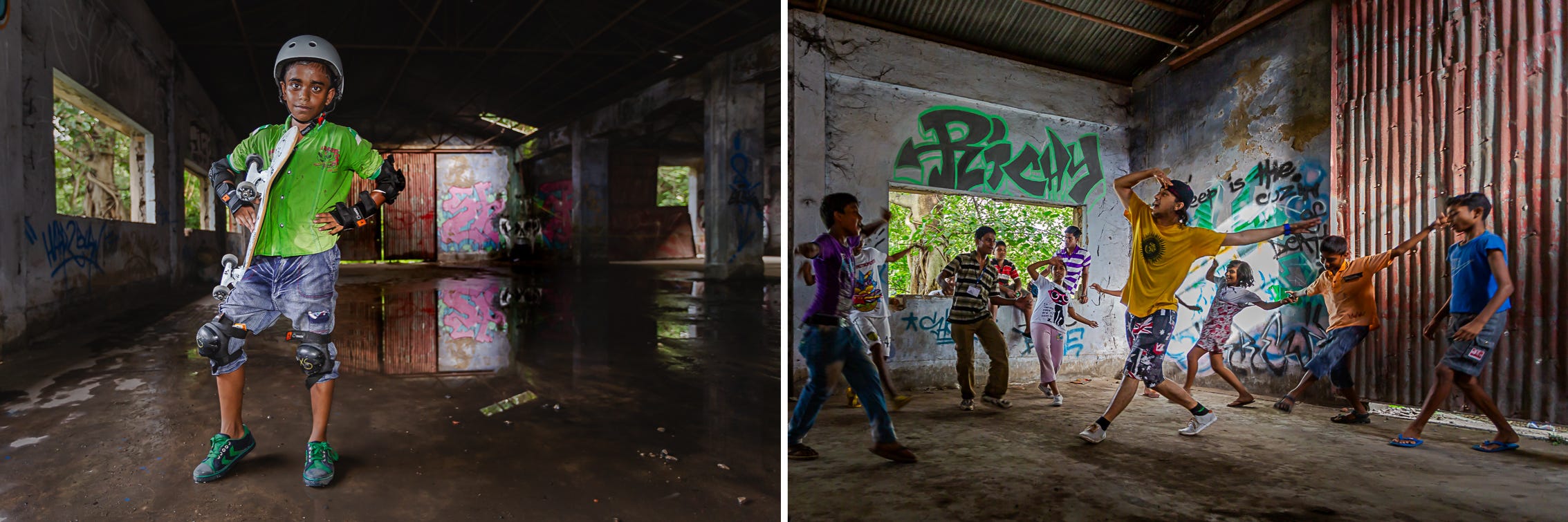 Kolkata Skateboard Club, from a winning Travel Photographer of the Year portfolio, 1/60, f/2.8, ISO 800, 21mm & 1/60, f/2.8, ISO 400, 16mm