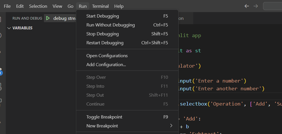 Debugging your Streamlit application using VSCode