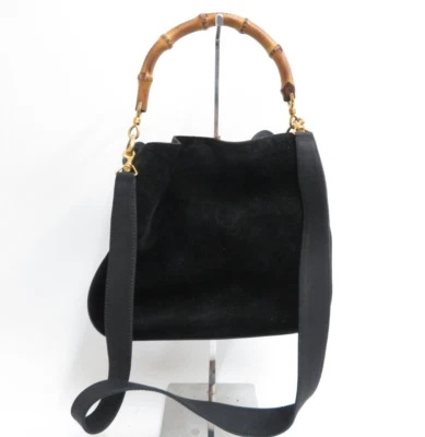Authentic GUCCI Bamboo 2 Way Suede Shoulder Hand Bag #42460 - Picture 1 of 22
