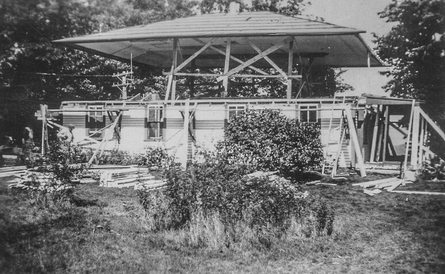 raising the roof of the Wapack Lodge