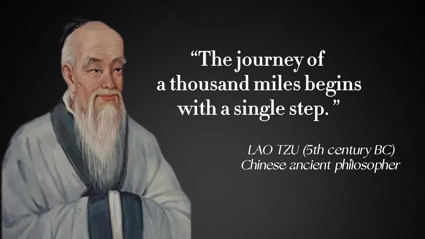 Quote of the Day: The journey of a thousand miles begins with a single step-China  Story