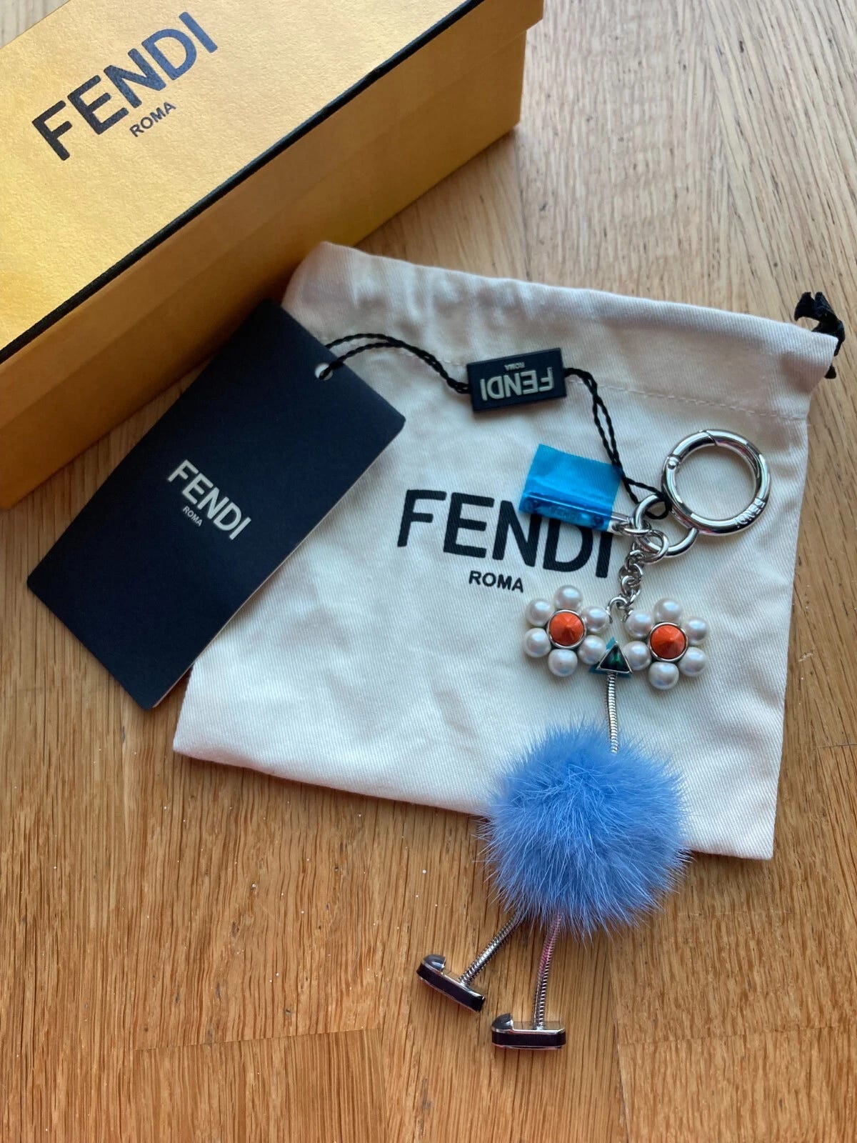 FENDI Fur Bag Bugs Monster Studs Bag Charm - Picture 1 of 7