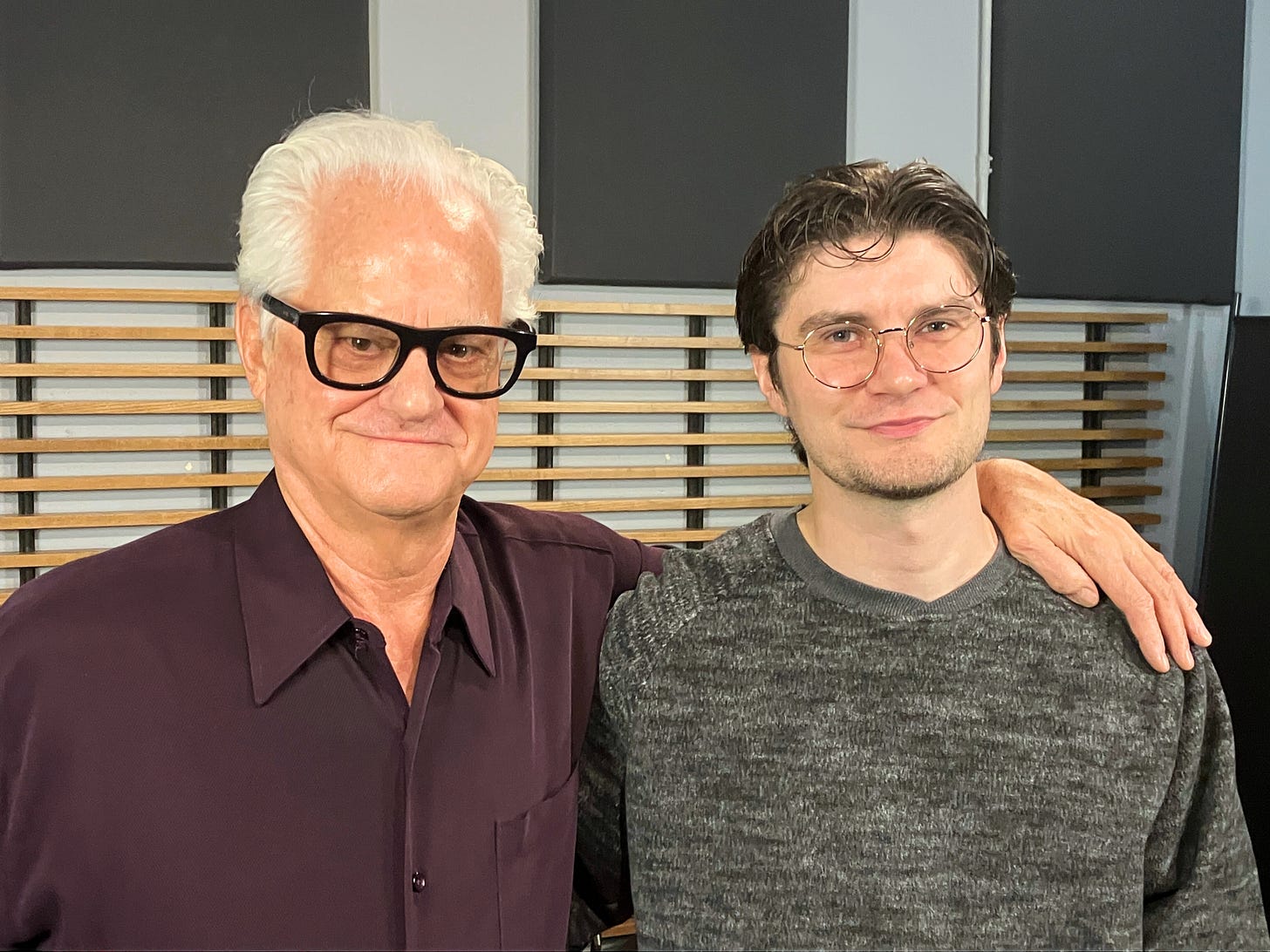 Sound engineer Dave Nelson stands with his son and business partner, Karl, inside a recording studio. Sound engineer Dave Nelson stands with his son and business partner, Karl, inside a recording studio.