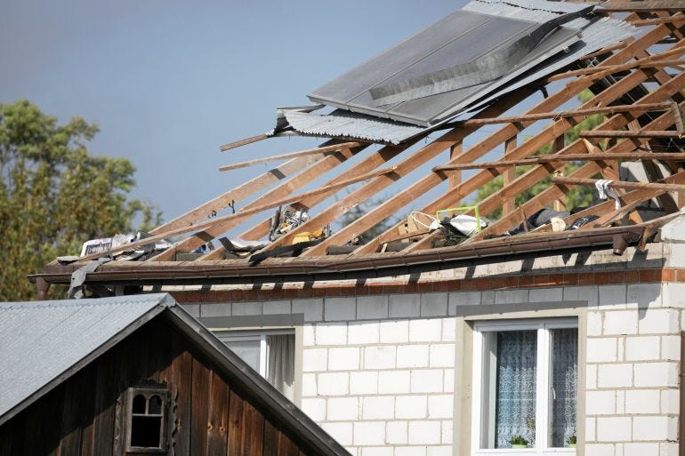 A damaged house.