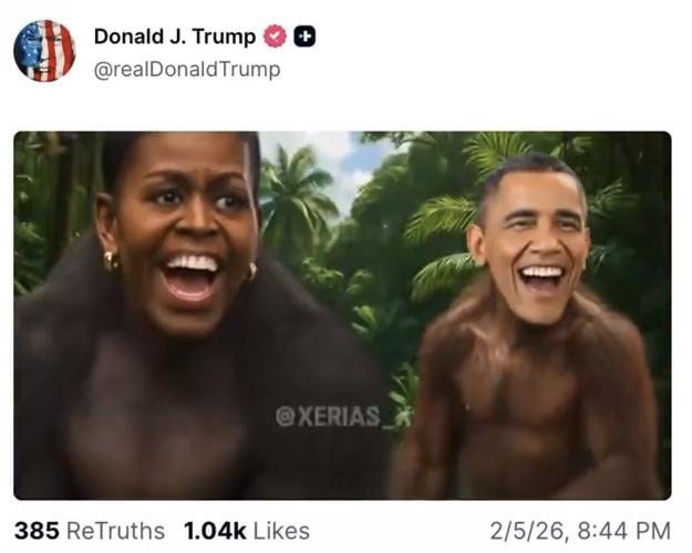 Trump posts, deletes racist video depicting Obamas as apes | |  gjsentinel.com