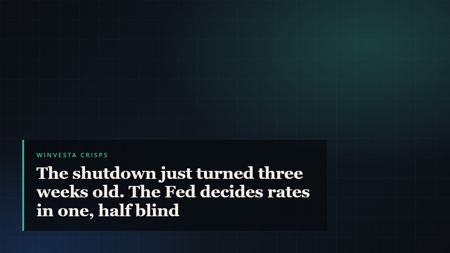 The shutdown just turned three weeks old. The Fed decides rates in one, half blind The shutdown just turned three weeks old. The Fed decides rates in one, half blind