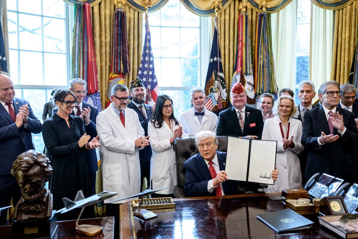 President Donald J. Trump signs an Executive Order rescheduling marijuana  from Schedule I to Schedule III — recognizing legitimate medical uses and  expanding medical marijuana and cannabidiol research to better support  patients