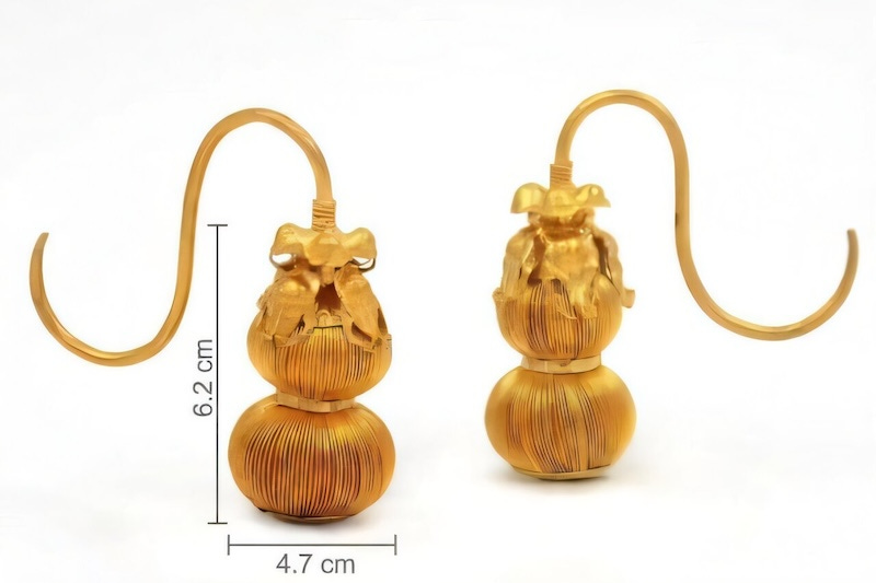Experimentally reproduced Jin zhe si gourd-shaped earrings Experimentally reproduced Jin zhe si gourd-shaped earrings