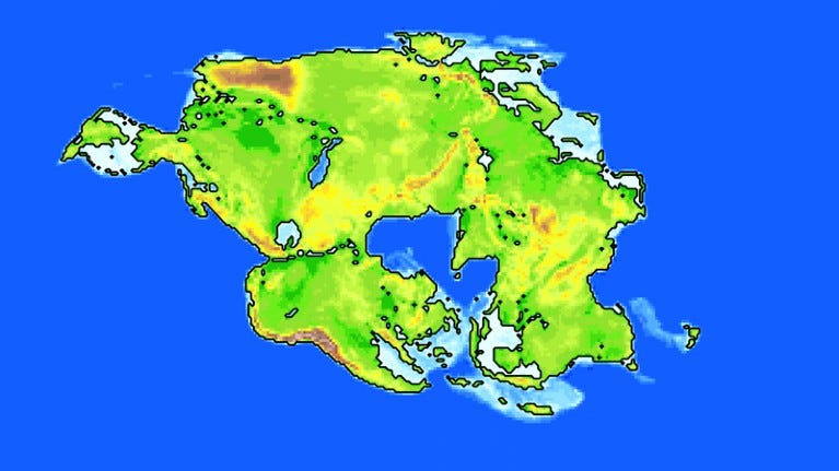Illustration of the geography of future Earth in 250 million years time. Illustration of the geography of future Earth in 250 million years time.