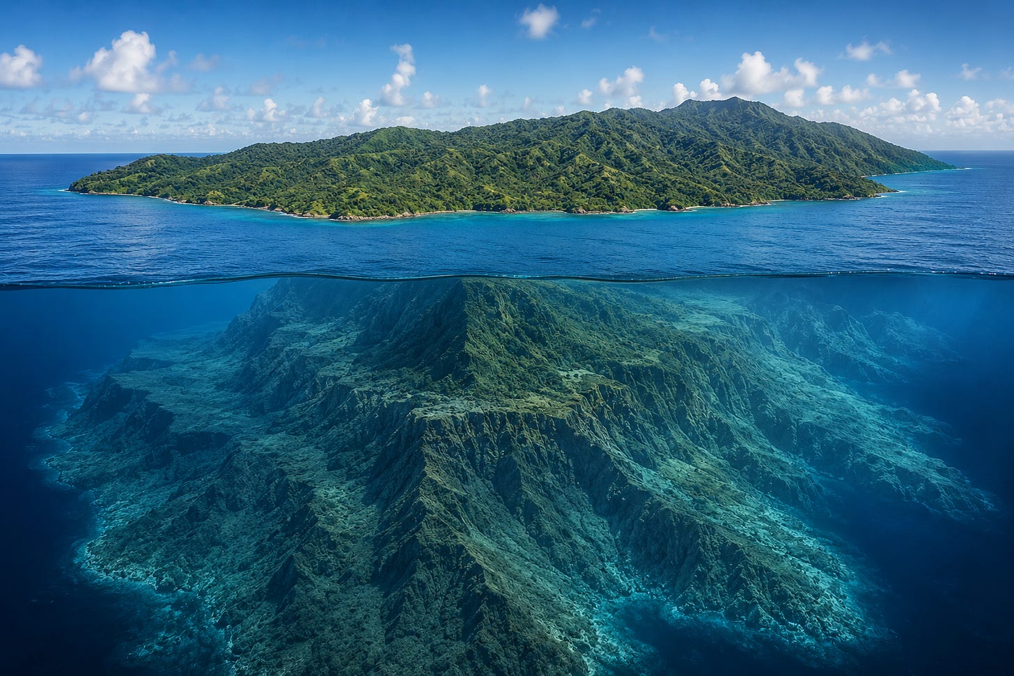 A scientifically refined visualisation of Jamaica’s submerged geological foundation, revealing how the island rises from the larger underwater Jamaica Ridge.