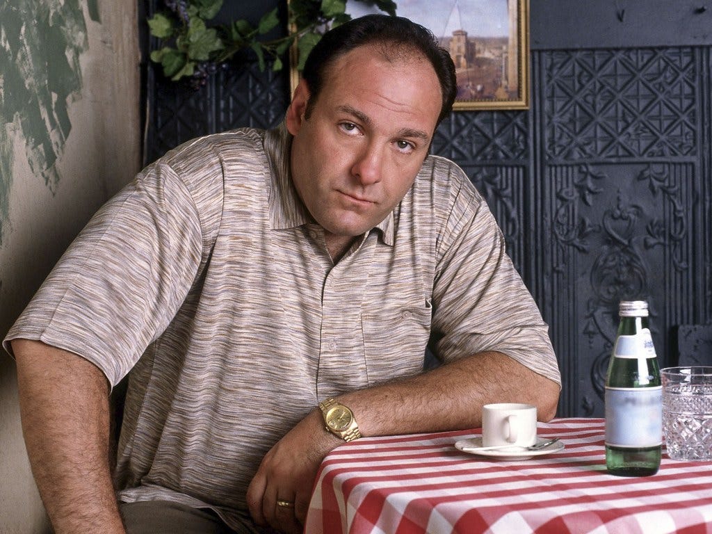 tony soprano at a table looking sexy