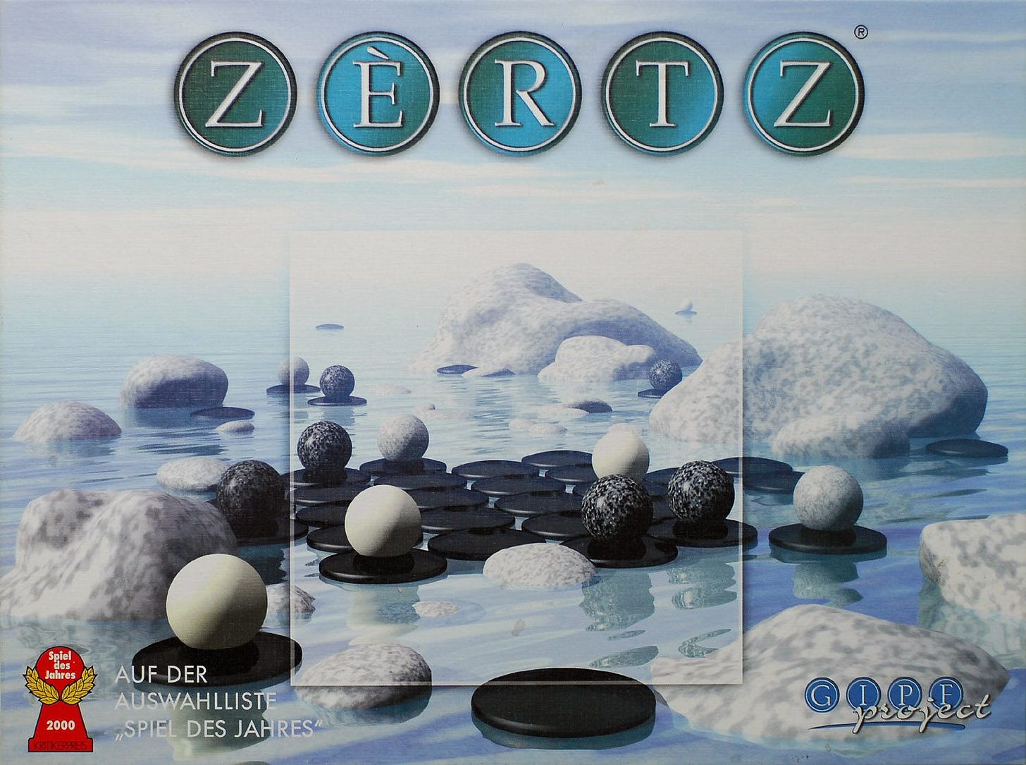 Zertz box cover, with the Spiel des Jahres Logo Zertz box cover, with the Spiel des Jahres Logo