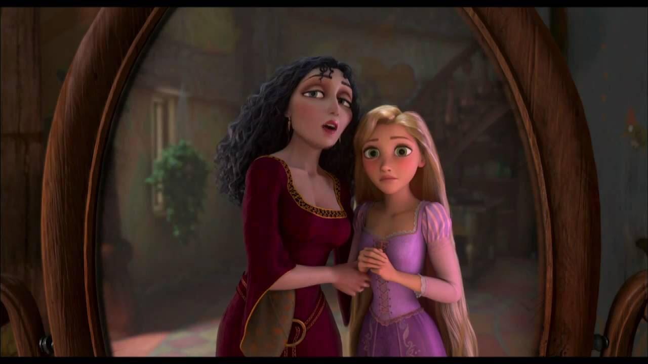 Rapunzel and Mother Gothel.