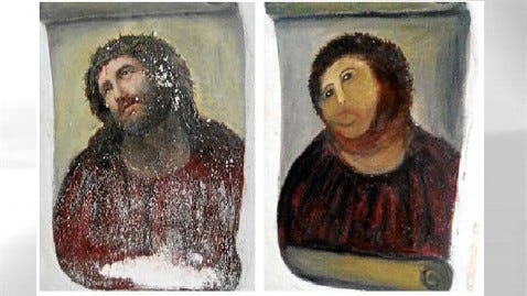 Elderly Woman Ruins 19th Century Fresco in Restoration ... Elderly Woman Ruins 19th Century Fresco in Restoration ...