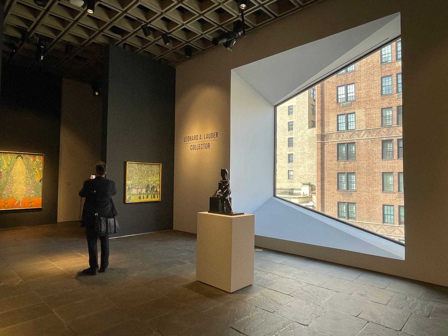 gallery interior of Sotheby's with iconic window by Marcel Breuer