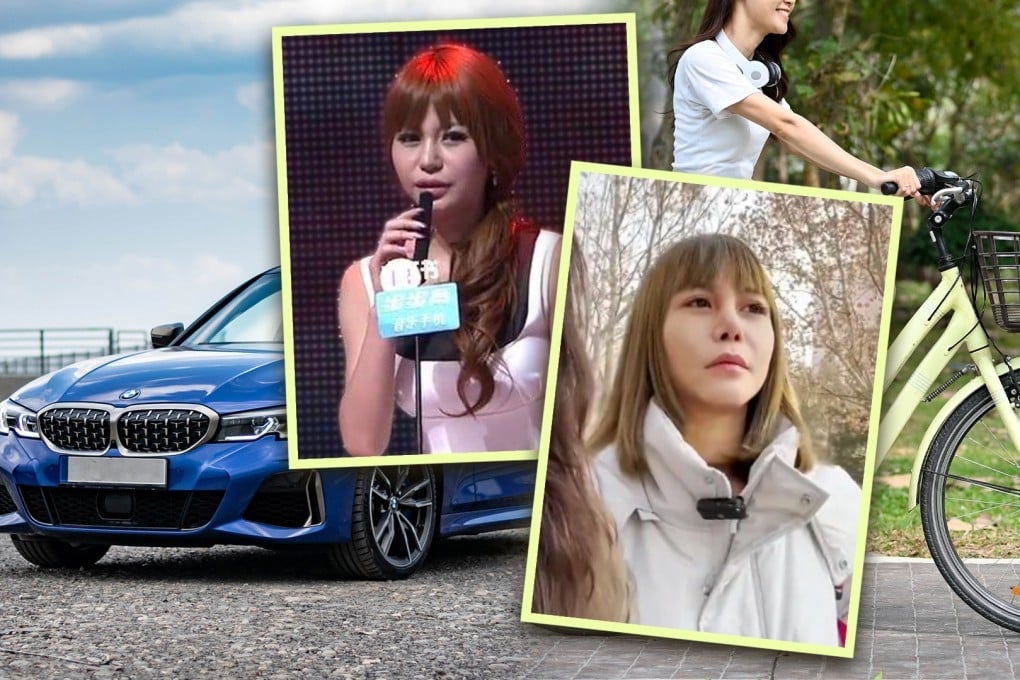 An online actress-celebrity in China, who is infamous for saying “I’d rather cry in a BMW than smile on a bicycle” on a television dating show, reveals she has been the victim of domestic violence. Photo: SCMP composite/Shutterstock/Baidu/YouTube