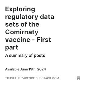 Exploring regulatory data sets of the Comirnaty vaccine - First part