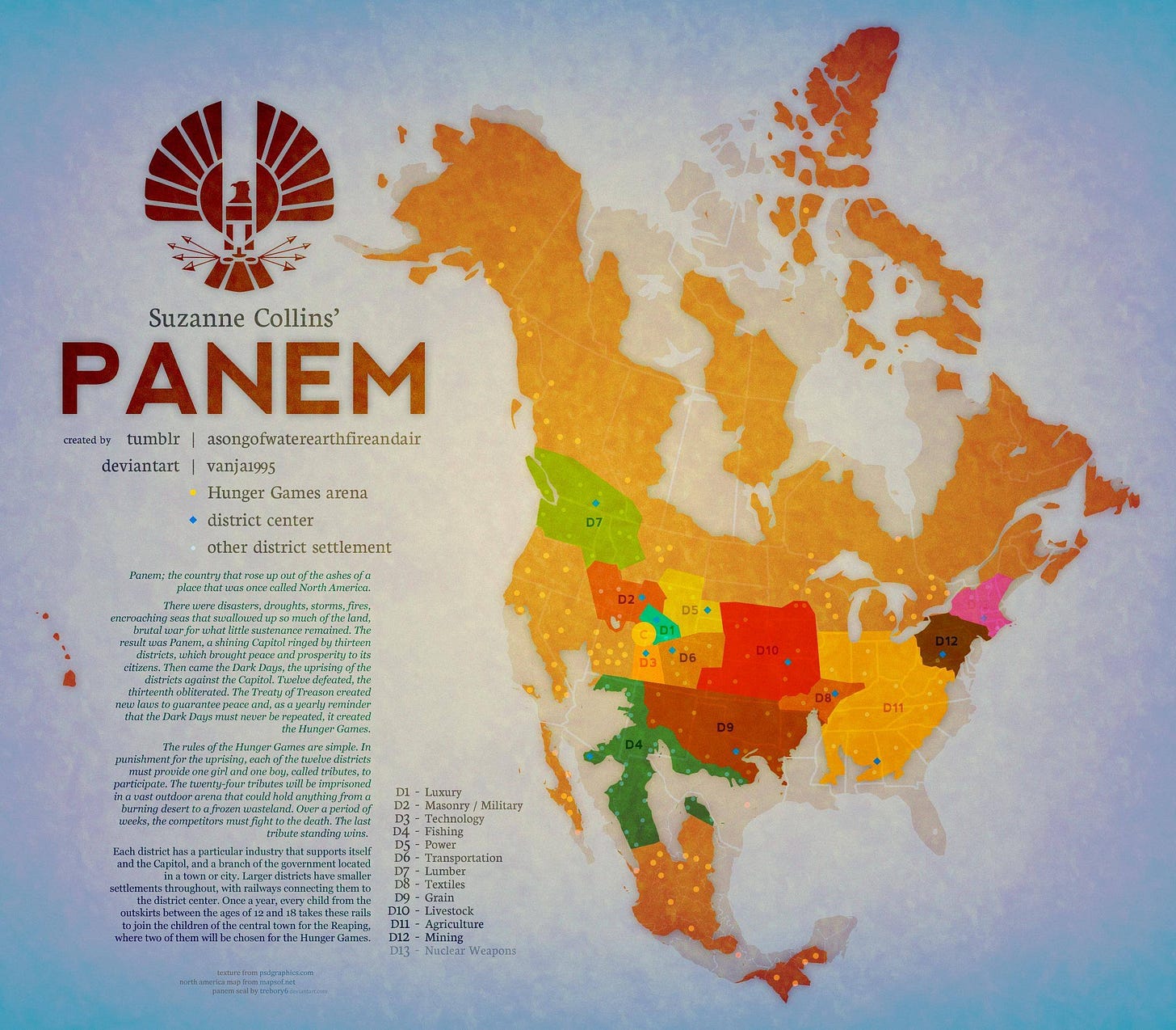 Map of Panem Hunger Games Suzanne Collins District Map