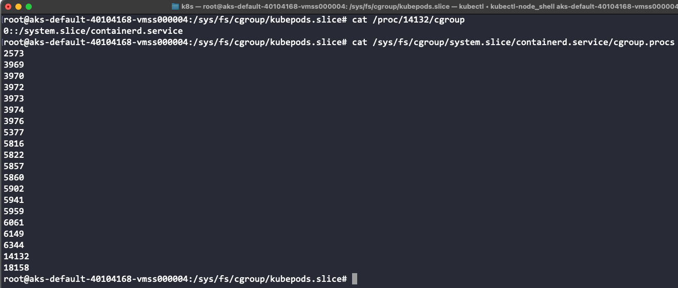 Contenido directorio cgroup y cgroup.procs Contenido directorio cgroup y cgroup.procs