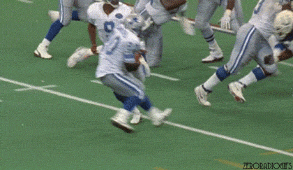 Highlight] Rodney Peete celebrates a Barry Sanders touchdown run- while  Barry was still behind the line of scrimmage : r/nfl