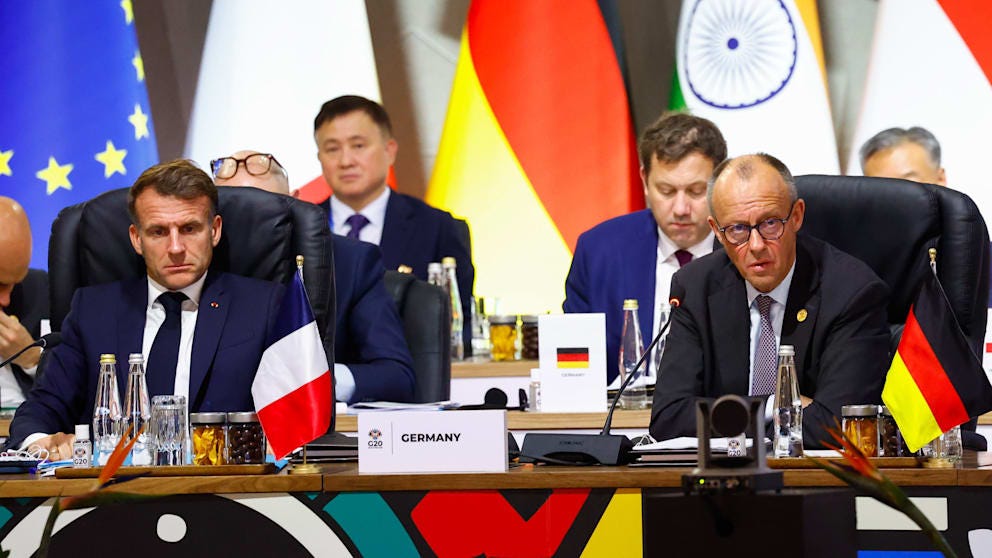 Friedrich Merz und Emmanuel Macron nehmen am Eröffnungstag des G20-Gipfels teil