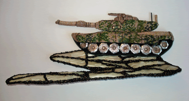 beaded camo camouflage print military Afghanistan fallen soldiers U.S. pop art war bead embroidery beaded camo camouflage print military Afghanistan fallen soldiers U.S. pop art war bead embroidery